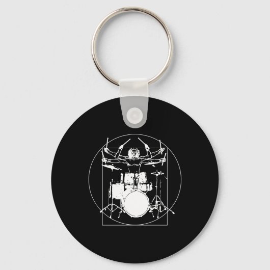 Vitruvian Man Drummer Sticker Sleutelhanger (Voorkant)