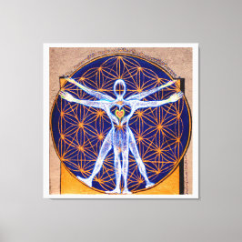 Vitruvian Man, Flower of Life, Squaring Circle Canvas Afdruk