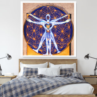 Vitruvian Man, Flower of Life, Squaring Circle Canvas Afdruk