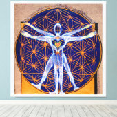 Vitruvian Man, Flower of Life, Squaring Circle Canvas Afdruk (Insitu (Houten vloer))