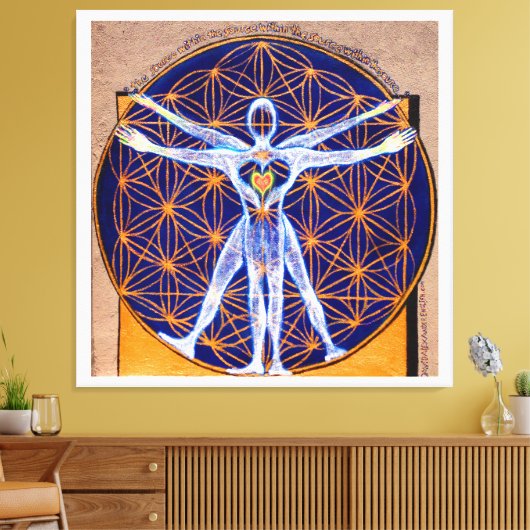 Vitruvian Man, Flower of Life, Squaring Circle Canvas Afdruk (Insitu (Woonkamer))
