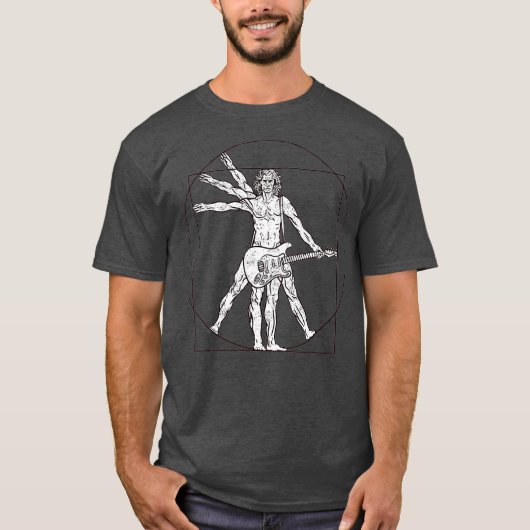 Vitruvian Man gitaar muziekspeler T-shirt (Voorkant)