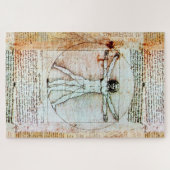 VITRUVIAN MAN Leonardo Da Vinci Antiek Parchment  Legpuzzel (Horizontaal)