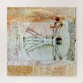 VITRUVIAN MAN Leonardo Da Vinci Antiek Parchment Legpuzzel (Horizontaal)