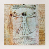 VITRUVIAN MAN Leonardo Da Vinci Antiek Parchment Legpuzzel (Verticaal)