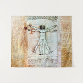 VITRUVIAN MAN Leonardo Da Vinci Antiek Parchment Wandkleed (Voorkant (horizontaal))