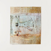 VITRUVIAN MAN Leonardo Da Vinci Antiek Parchment Wandkleed (Voorkant)