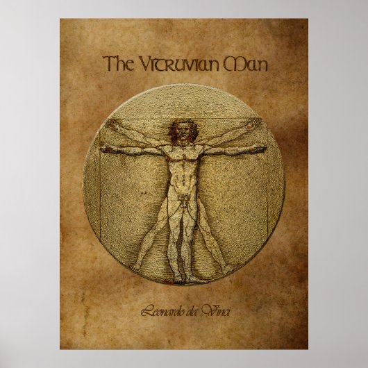 VITRUVIAN MAN Leonardo Da Vinci Art Poster (Voorkant)