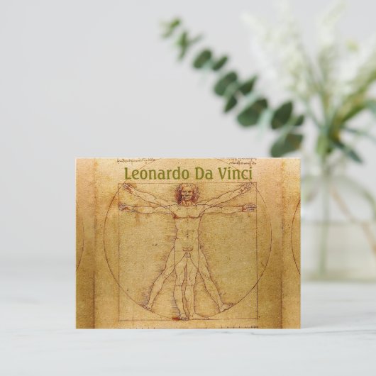 Vitruvian Man-Leonardo Da Vinci Briefkaart (Staand voorkant)