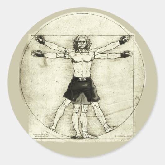 Vitruvian MMA Man Ronde Sticker (Voorkant)