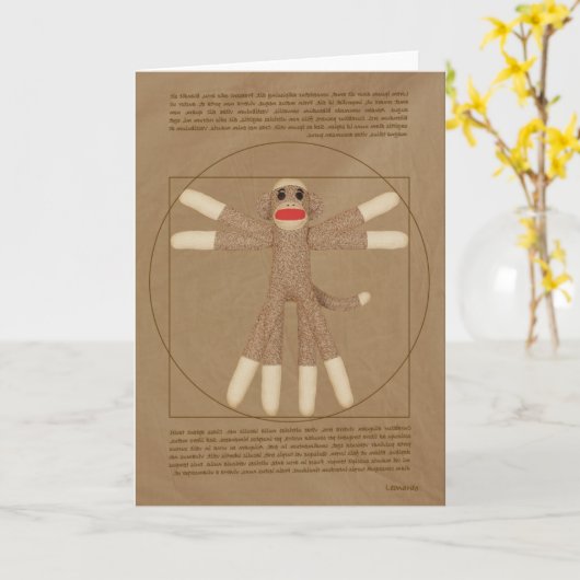 Vitruvian Monkey wenskaart Kaart (Gele Bloem)