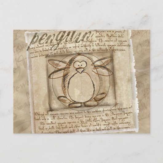 Vitruvian Penguin Briefkaart (Voorkant)