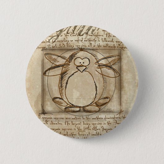 Vitruvian Penguin Ronde Button 5,7 Cm (Voorkant)
