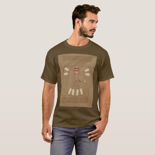 Vitruvian Sock Monkey gekleurd T-shirt (Voorkant volledig)