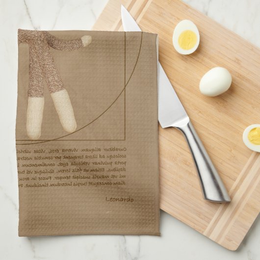 Vitruvian Sock Monkey Theedoek (Quarter Fold)