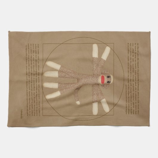 Vitruvian Sock Monkey Theedoek (Horizontaal)