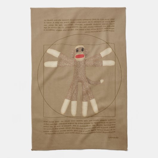 Vitruvian Sock Monkey Theedoek (Verticaal)