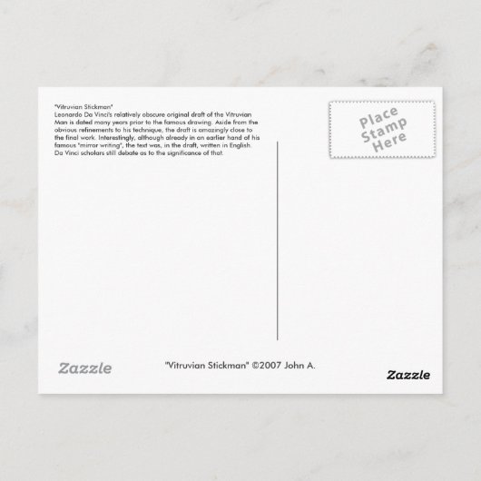 Vitruvian Stickman Briefkaart (Achterkant)