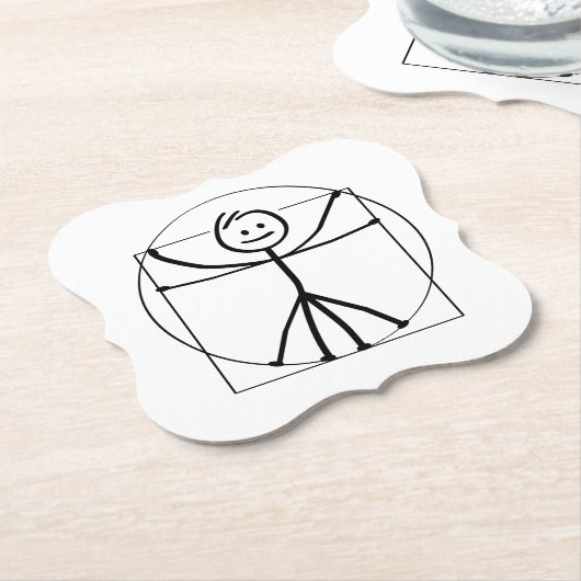 Vitruvius en Vitruviusman. Leonardo da Vinci.  Kartonnen Onderzetters (Gekanteld)