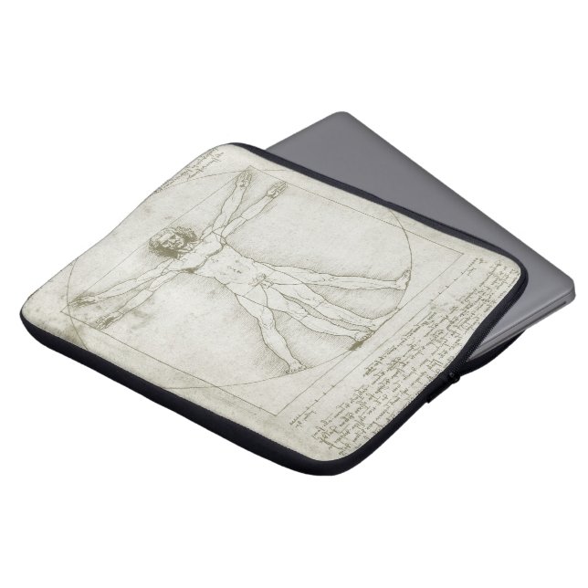 Vitruviusman van Leonardo da Vinci Laptop Sleeve (Voorkant top)