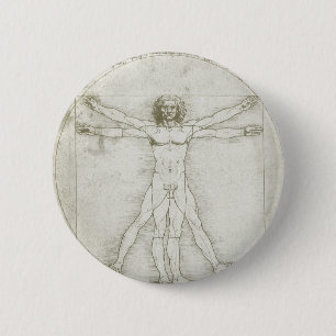 Vitruviusman van Leonardo da Vinci Ronde Button 5,7 Cm