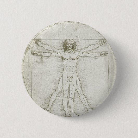 Vitruviusman van Leonardo da Vinci Ronde Button 5,7 Cm (Voorkant)