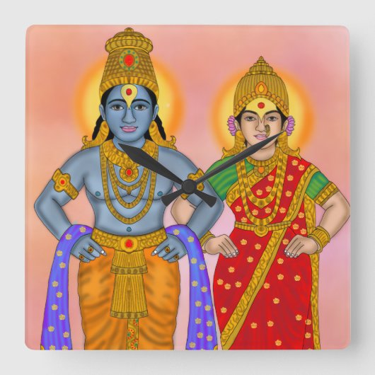 Vitthal Rukmini-klok Vierkante Klok (Voorkant)