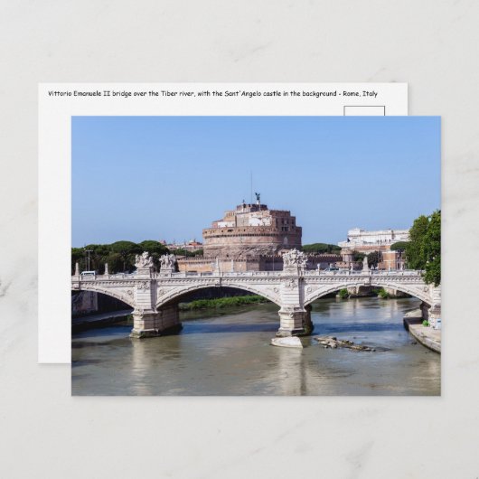 Vittorio Emanuele II-brug en Castel Sant'Angelo Briefkaart (Voorkant / Achterkant)