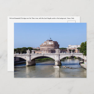 Vittorio Emanuele II-brug en Sant'Angelo-kasteel Briefkaart