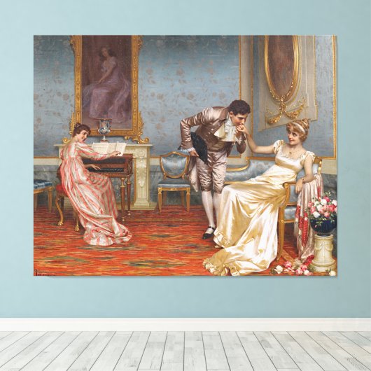 Vittorio Reggianini - De gitaar: Canvas Art Print (Insitu (Houten vloer))