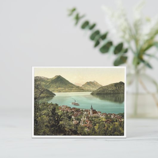 Vitznau en Rigibahn, Lucerne-meer, Zwitserland Briefkaart (Staand voorkant)