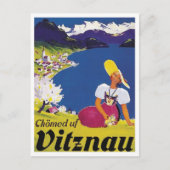 Vitznau, Lucerne, Zwitserland, vrouw op de heuvel Briefkaart (Voorkant)