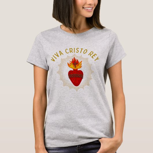 Viva Cristo Rey katholieke critici Sacred Heart T-shirt (Voorkant)