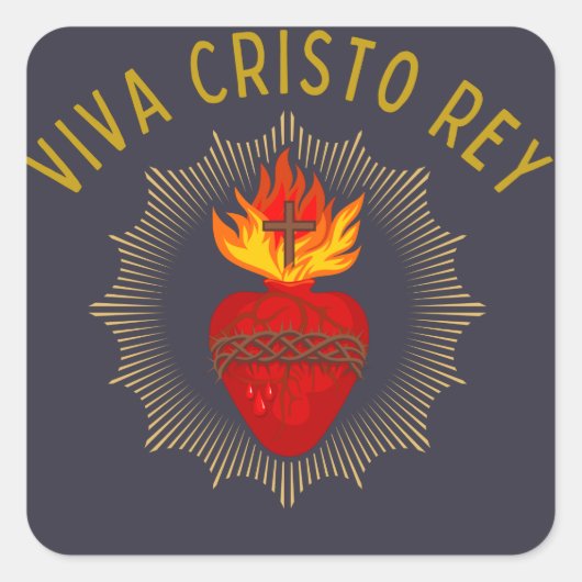 Viva Cristo Rey katholieke critici Sacred Heart Vierkante Sticker (Voorkant)