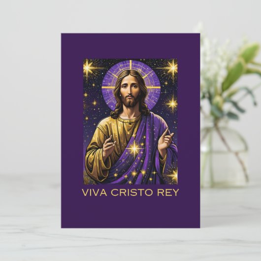 Viva Cristo Rey Katholieke Jezus Christus de Konin Feestdagenkaart (Staand voorkant)