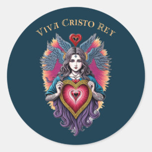 Viva Cristo Rey Sacred Heart rooms-katholiek Ronde Sticker