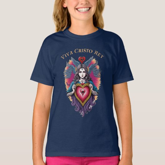 Viva Cristo Rey Sacred Heart rooms-katholiek T-shirt (Voorkant)