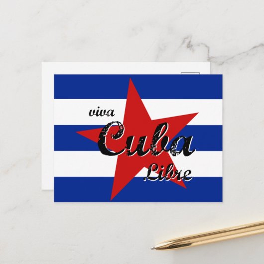 Viva Cuba Libre, Havana, Fidel Castro, Che Guevara Briefkaart (Voorkant / Achterkant in situ)