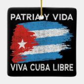 Viva Cuba Libre Patria Y Vida Cuba Vlag Keramisch Ornament (Achterkant)