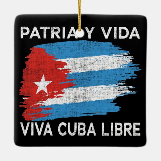 Viva Cuba Libre Patria Y Vida Cuba Vlag Keramisch Ornament (Achterkant)