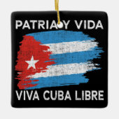 Viva Cuba Libre Patria Y Vida Cuba Vlag Keramisch Ornament (Voorkant)
