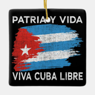 Viva Cuba Libre Patria Y Vida Cuba Vlag Keramisch Ornament