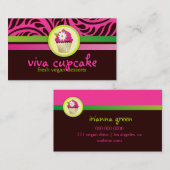 Viva Cupcake Roze n Green Stripes Visitekaartje (Voorkant / Achterkant)