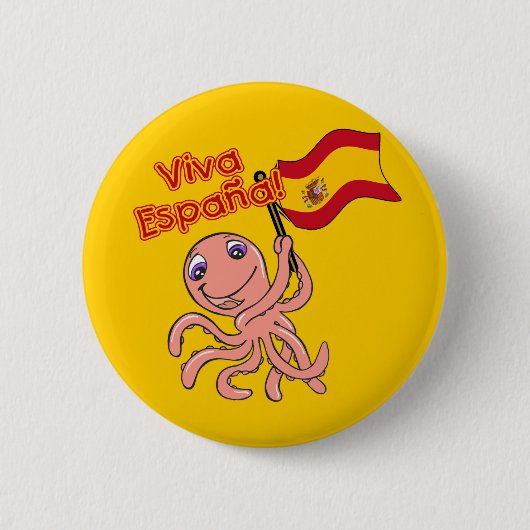 Viva Espana met Octopus Soccer Tshirt Ronde Button 5,7 Cm (Voorkant)