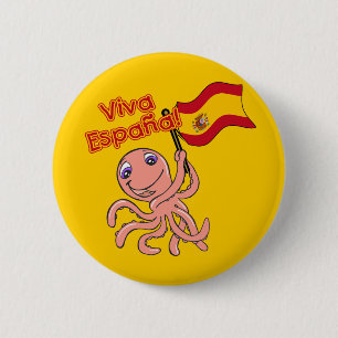 Viva Espana met Octopus Soccer Tshirt Ronde Button 5,7 Cm