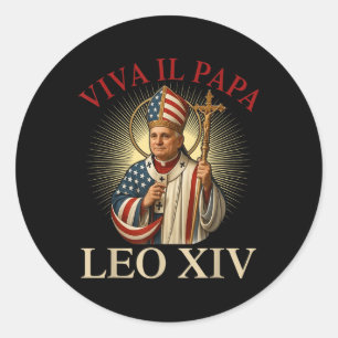 Viva Il Papa Paus Leo XIV Eerste Amerikaanse Paus Ronde Sticker