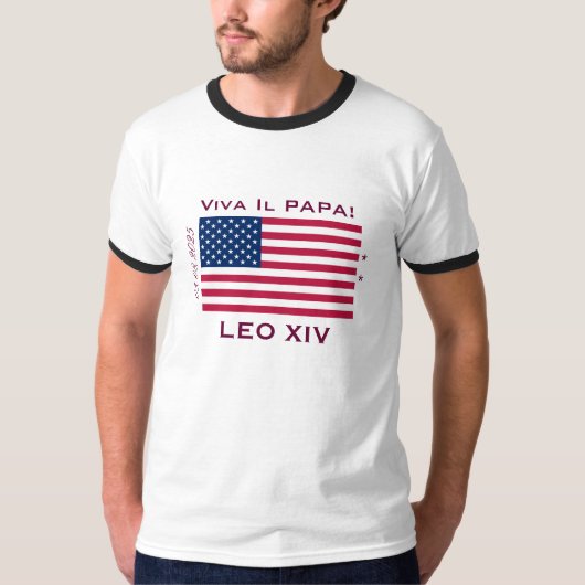Viva Il Papa Pope LEO XIV Ringer T-shirt (Voorkant)