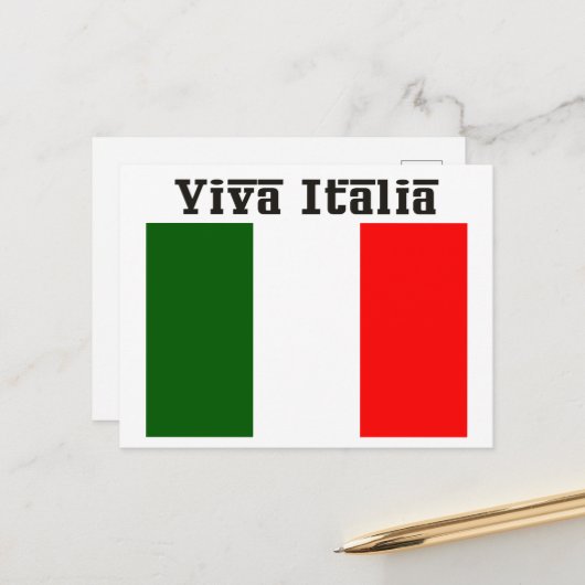 Viva Italia en Italiaanse vlag Briefkaart (Voorkant / Achterkant in situ)