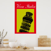 Viva Italia Leaning Tower of Pisa Travel Pop Art Poster (Keuken)