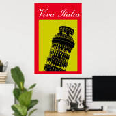 Viva Italia Leaning Tower of Pisa Travel Pop Art Poster (Thuiskantoor)